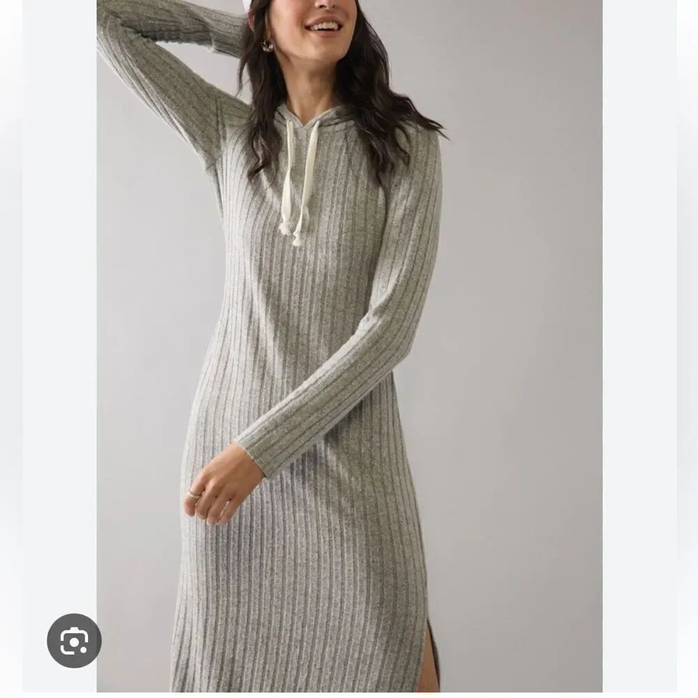 [boutique] ribbed knit long sleeve hooded dress #2